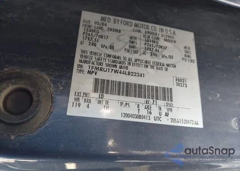 2004 Ford Expedition Eddie Bauer from USA, damaged, VIN 1FMRU17W44LB22341